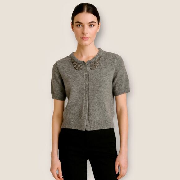 Brunello Cucinelli Cashmere Cropped Cardigan Sweater M/L - Picture 1 of 10